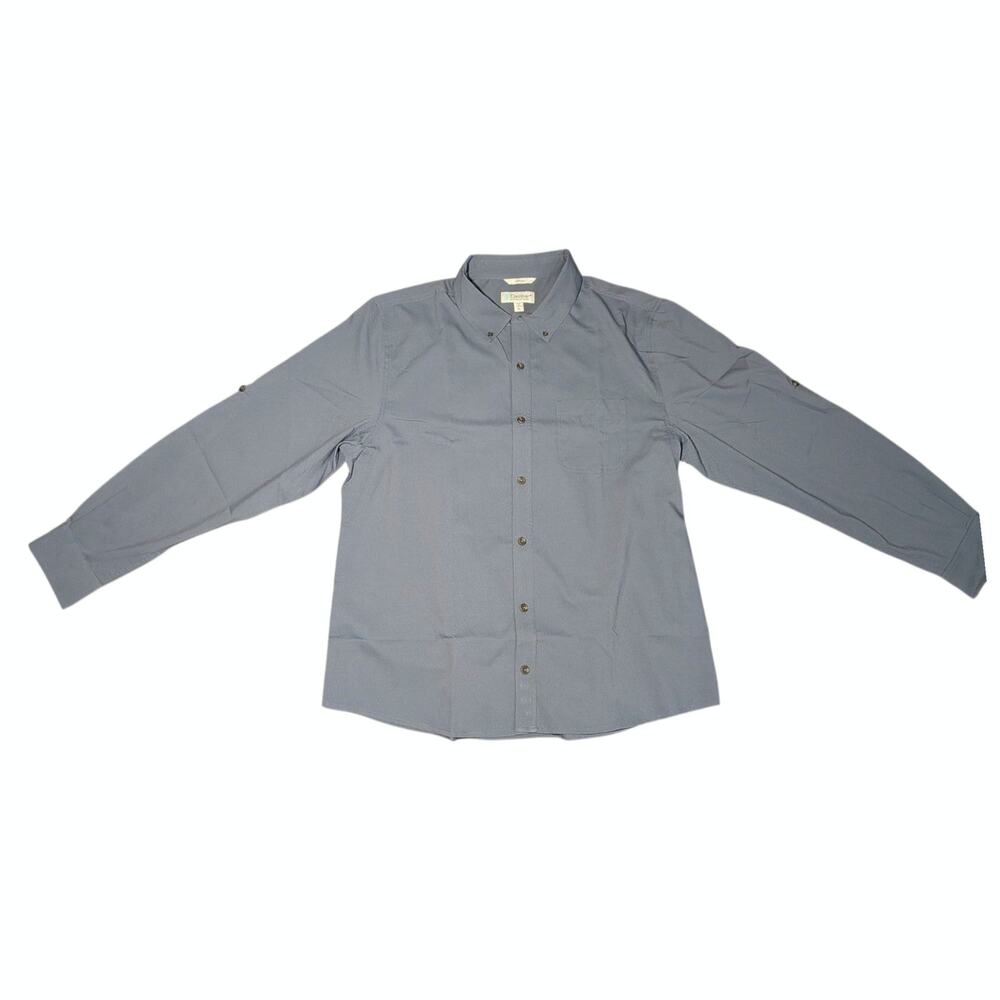 Coolibar Men's XL Long Sleeve Button Down Shirt UPF 50+ Sun Protection Blue Grey